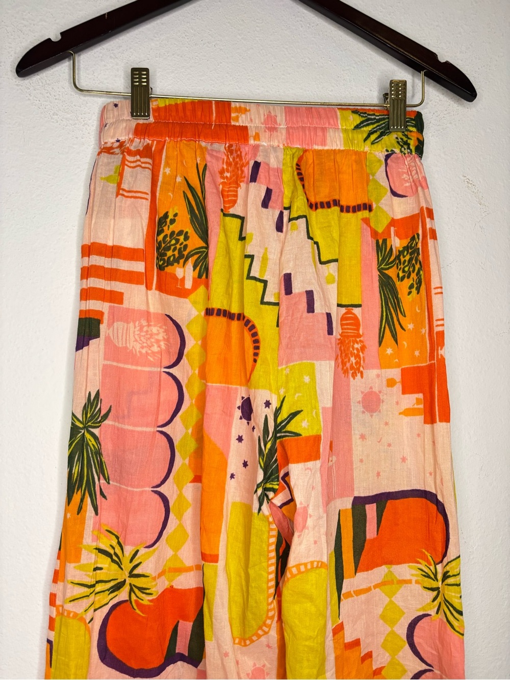 HAUTE HIPPIE NWOT LIGHTWEIGHT COTTON ECCLECTIC PRINT WIDE LEG PANTS SZ XS - Picture 5 of 7